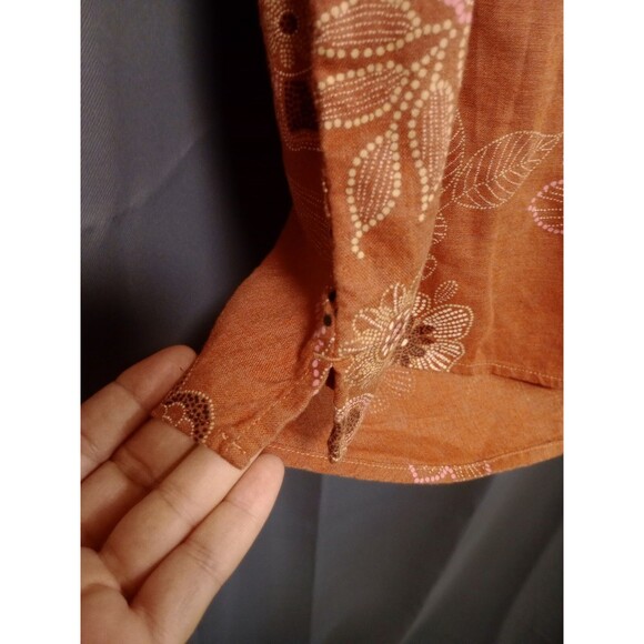 ANA A New Approach Womens FLORAL DEEP ORANGE CUFFED Short Sleeve Dress, Size XS - Picture 9 of 13